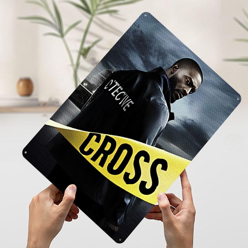 

Detective Cross Poster Customized Wall Art Vintage Metal Signs Retro Tin Plaque for Man Cave Decoration At Home Decor Items Room 7.9x11.8In(20x30cm)