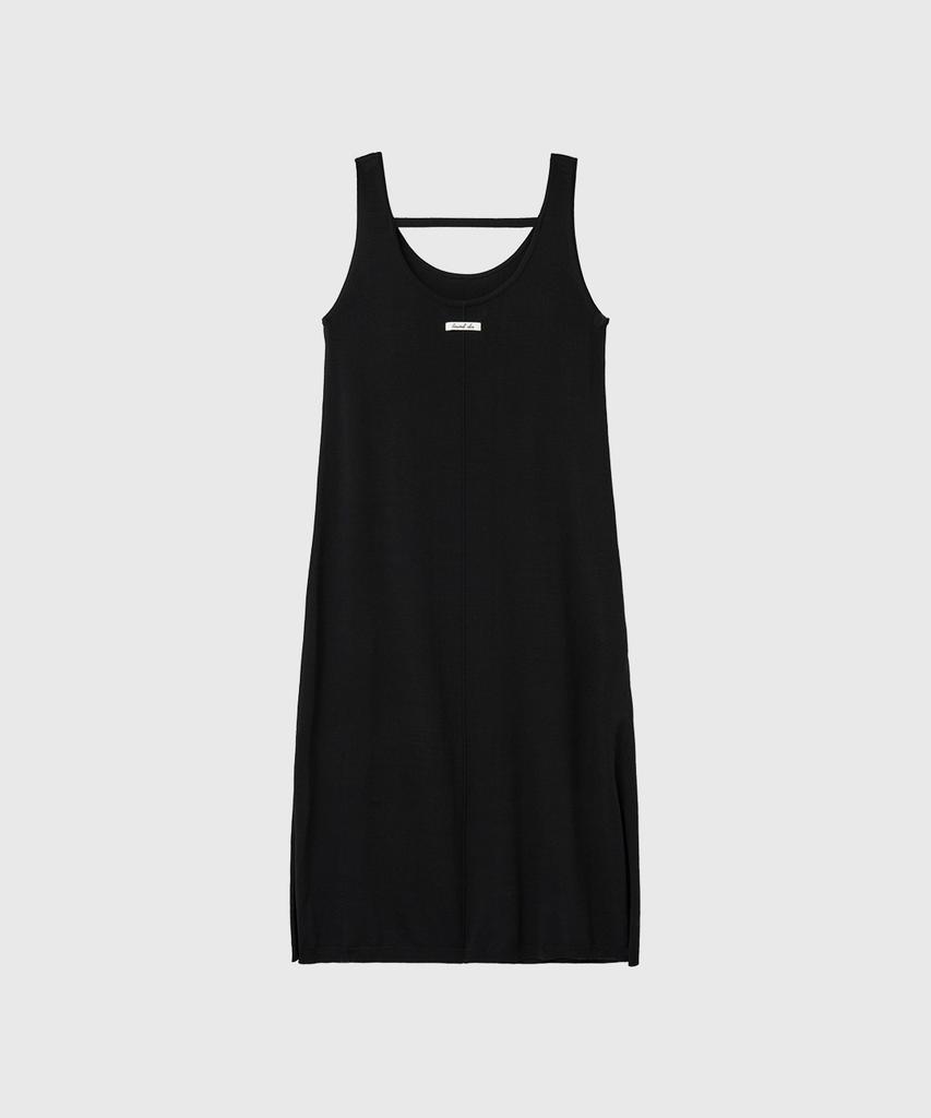General Idea Temperature Cut Cool U-Neck Maxi Knit Dress [Black] / Gf2Lop512