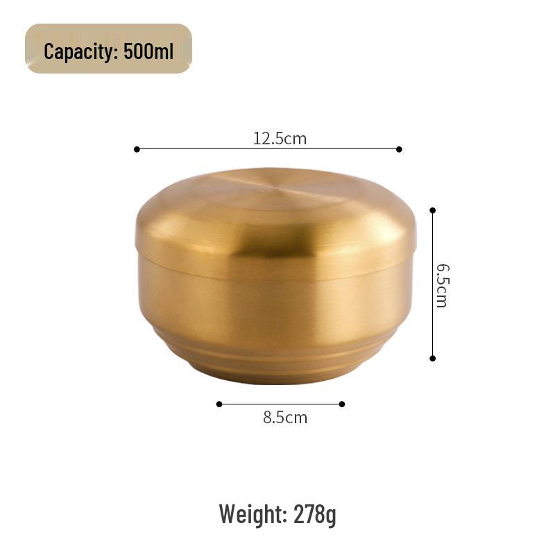 304 Stainless Steel Double-Layer Korean Rice and Soup Bowl with Lid for Kids