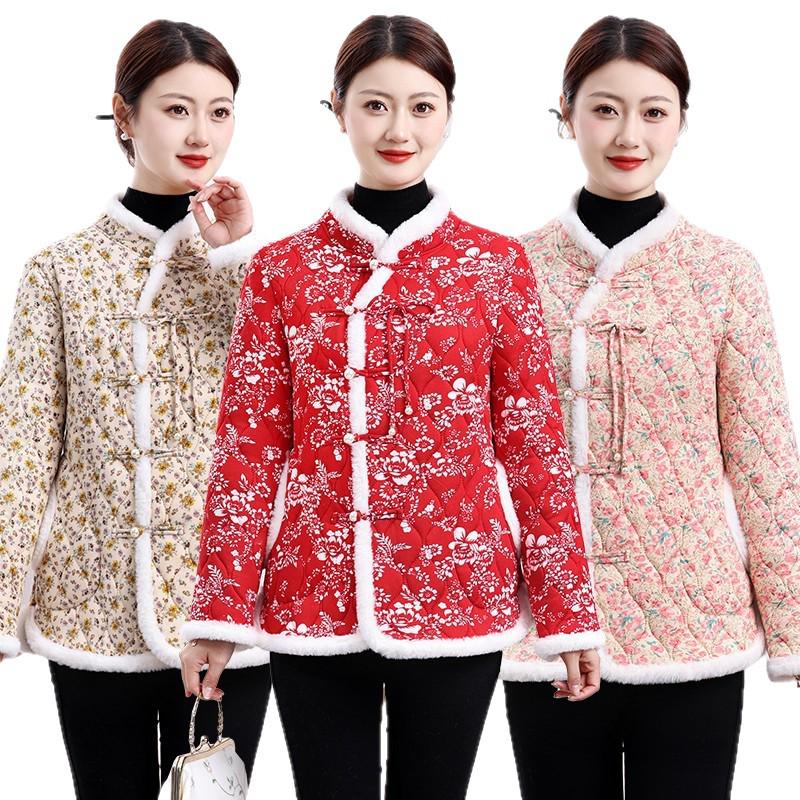 Retro Ethnic Floral Cotton Jacket: Warm Winter Wear for Women
