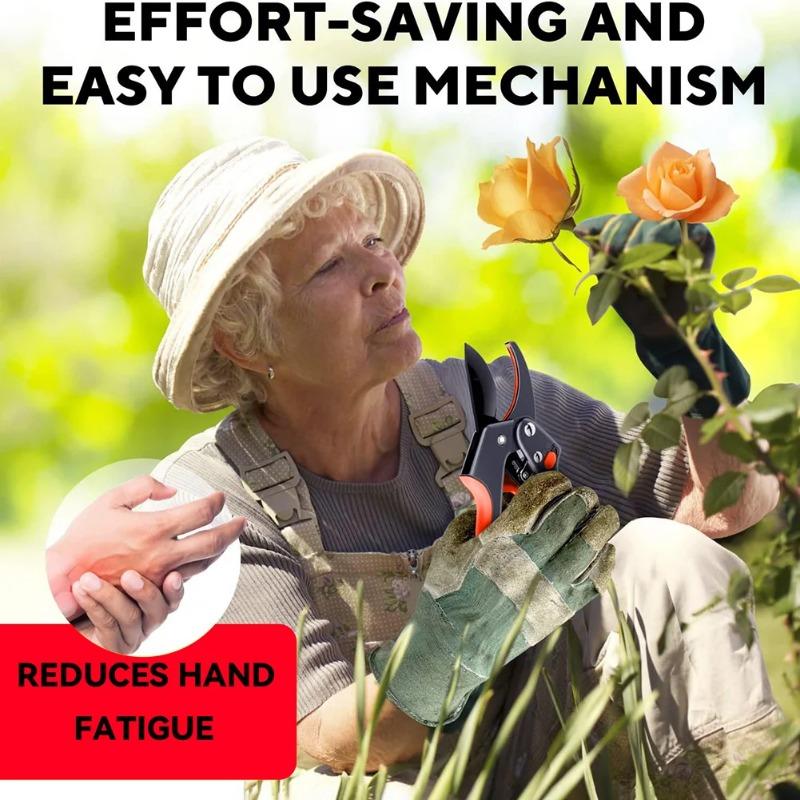 Premium Garden Clippers Gardening Tasks 3 Times Easier, Rachet Hand Ideal for Those with Arthritis or Weak Hands, Cut Capacity S