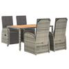 Vidaxl 5-Cz. Garden Furniture Set With Cushions, Grey, PE Rattan