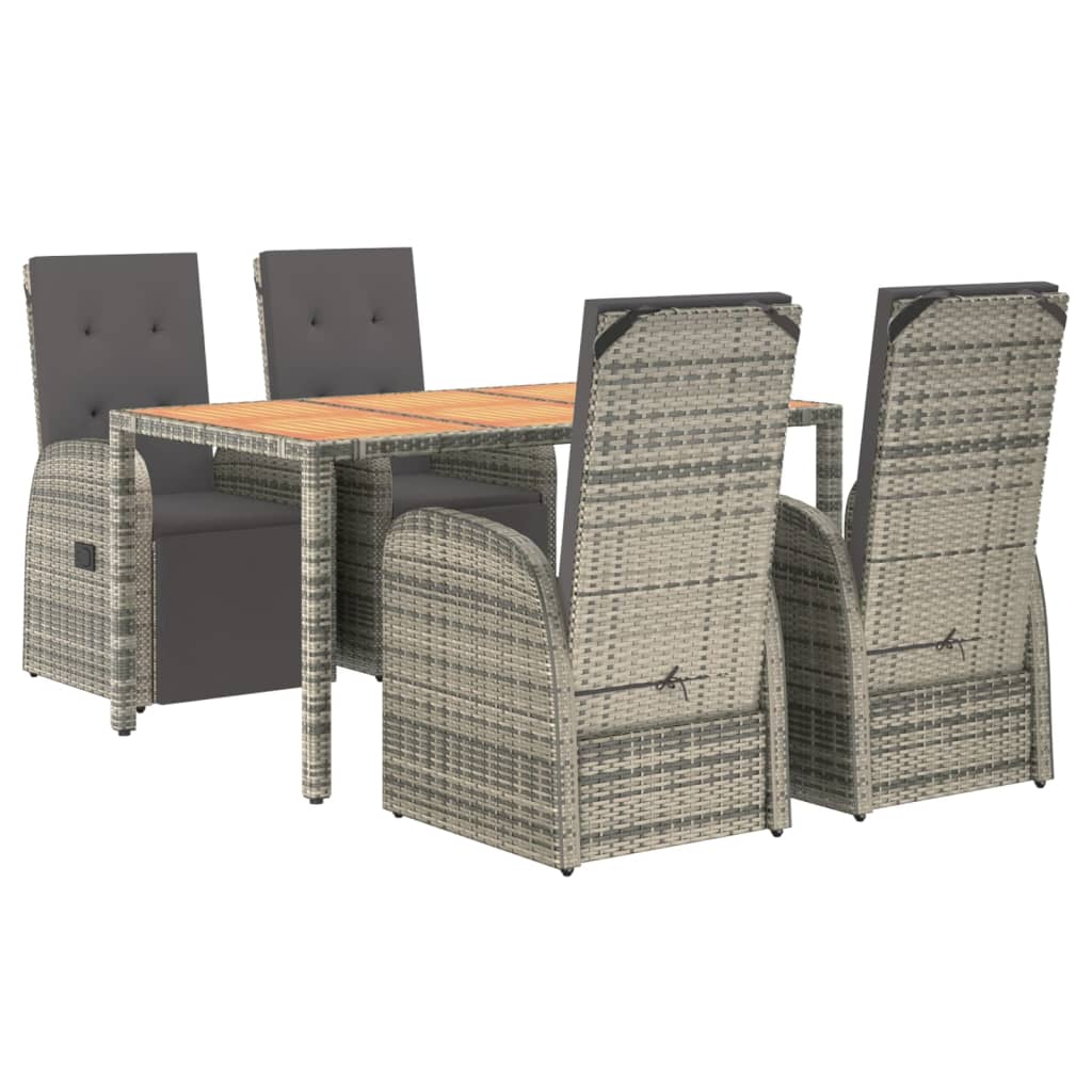 Vidaxl 5-Cz. Garden Furniture Set With Cushions, Grey, PE Rattan