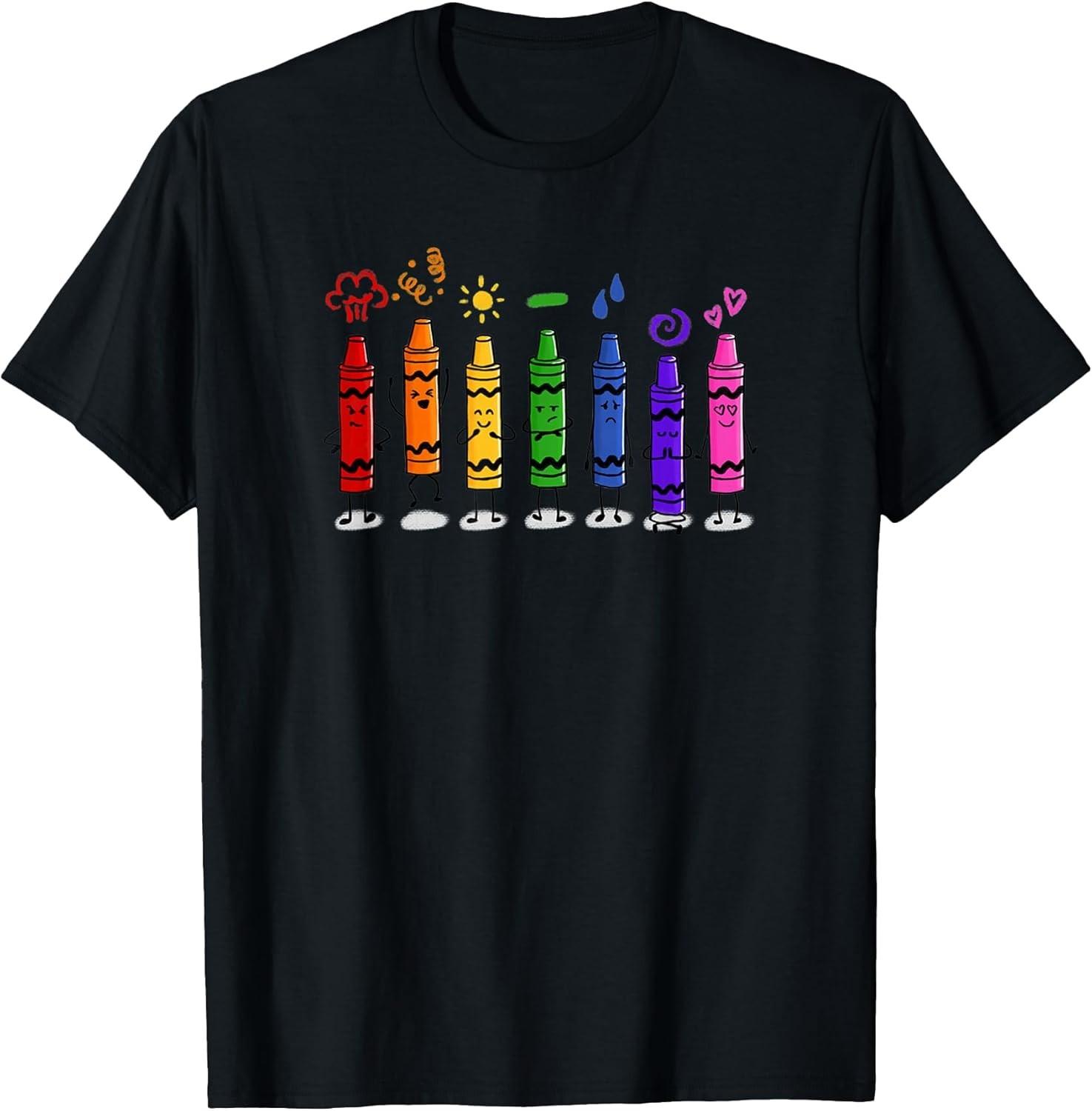 BEST! Colorful Color Crayon Attitudes Emotions of The Rainbow Tee S-3XL M