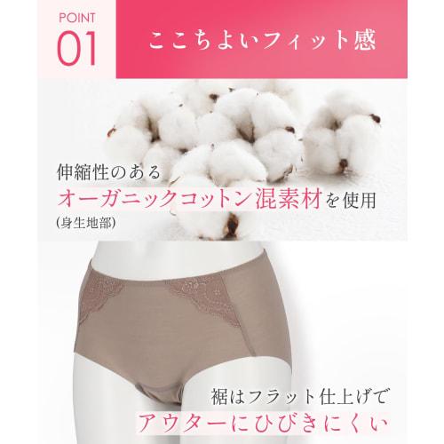 Wing/Wacoal Sanitary Panties, Organic Cotton Blend (Body Fabric), Pad Stays In Place, Compatible with Winged Pads, [Kanau], Regular Length, Women's Pe