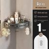 Punch-Free Gun Gray Elevated Triangular Bathroom Corner Shower Storage Rack