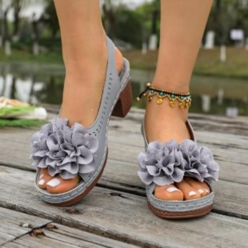 Plus-size High-heeled Women's Shoes with Open-toe Beach Flip-flops