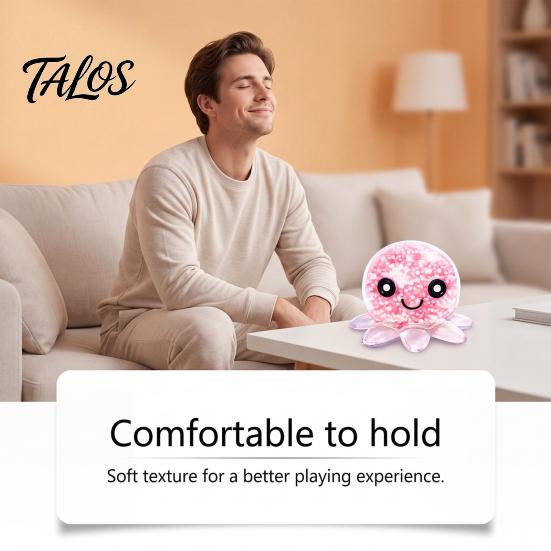 Talos Octopus Stress Relief Toy, Soft Elastic Fidget Ball, Portable Pocket-sized for Adults And Kids
