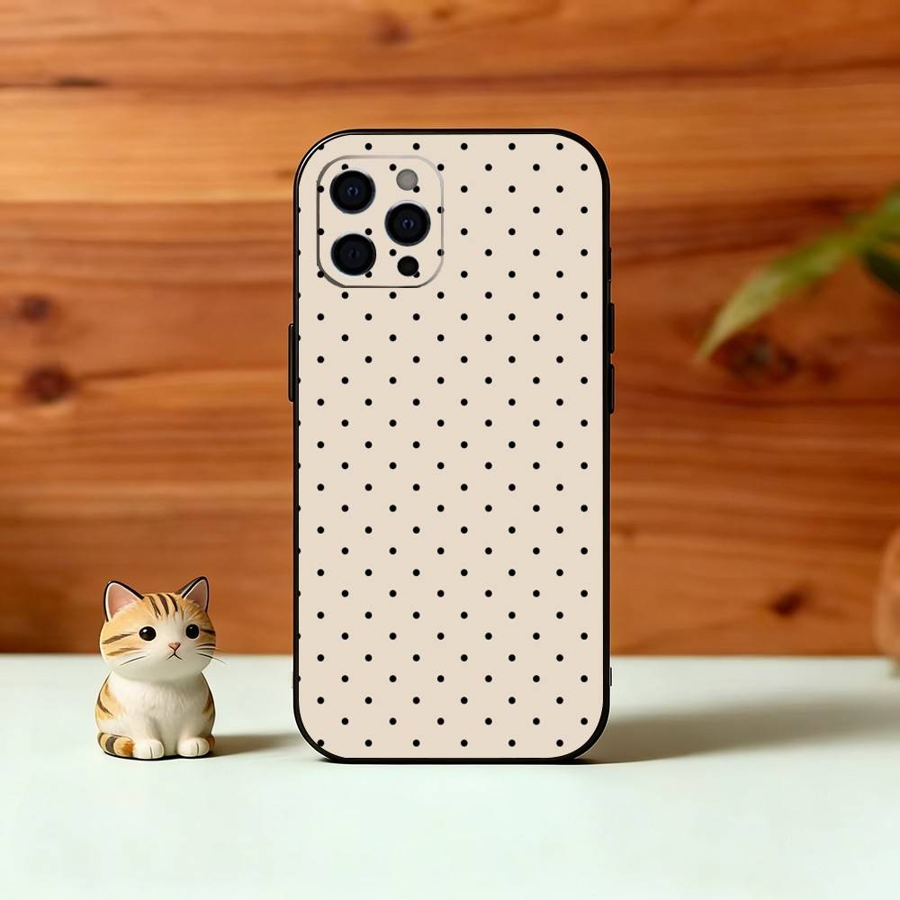 Klassische Polka Dot Handyhülle Für iPhone 17,16,15,14,13,12,11 Plus,Pro Max,XS,Weiche Silikon Schwarz Hülle