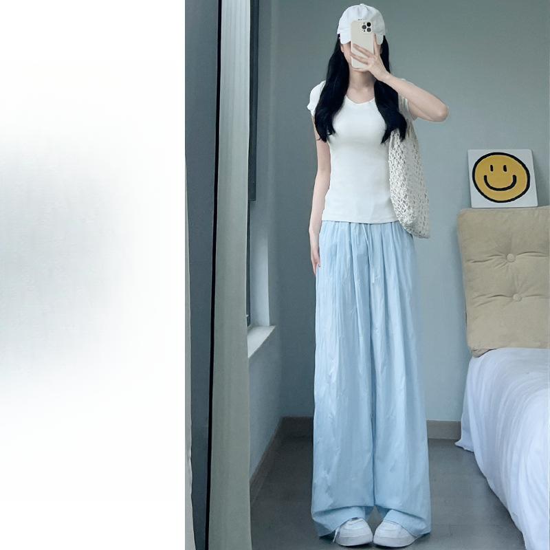 

Брюки Женские Летние Новые С Высокой Посадкой Свободного Кроя С Вышивкой Бантом Широкие Брюки Тонкие XL