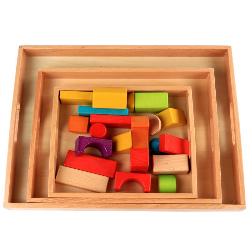 Educational Wooden Tray Set Kids Handles Learning Toys Kindergarten Preschool