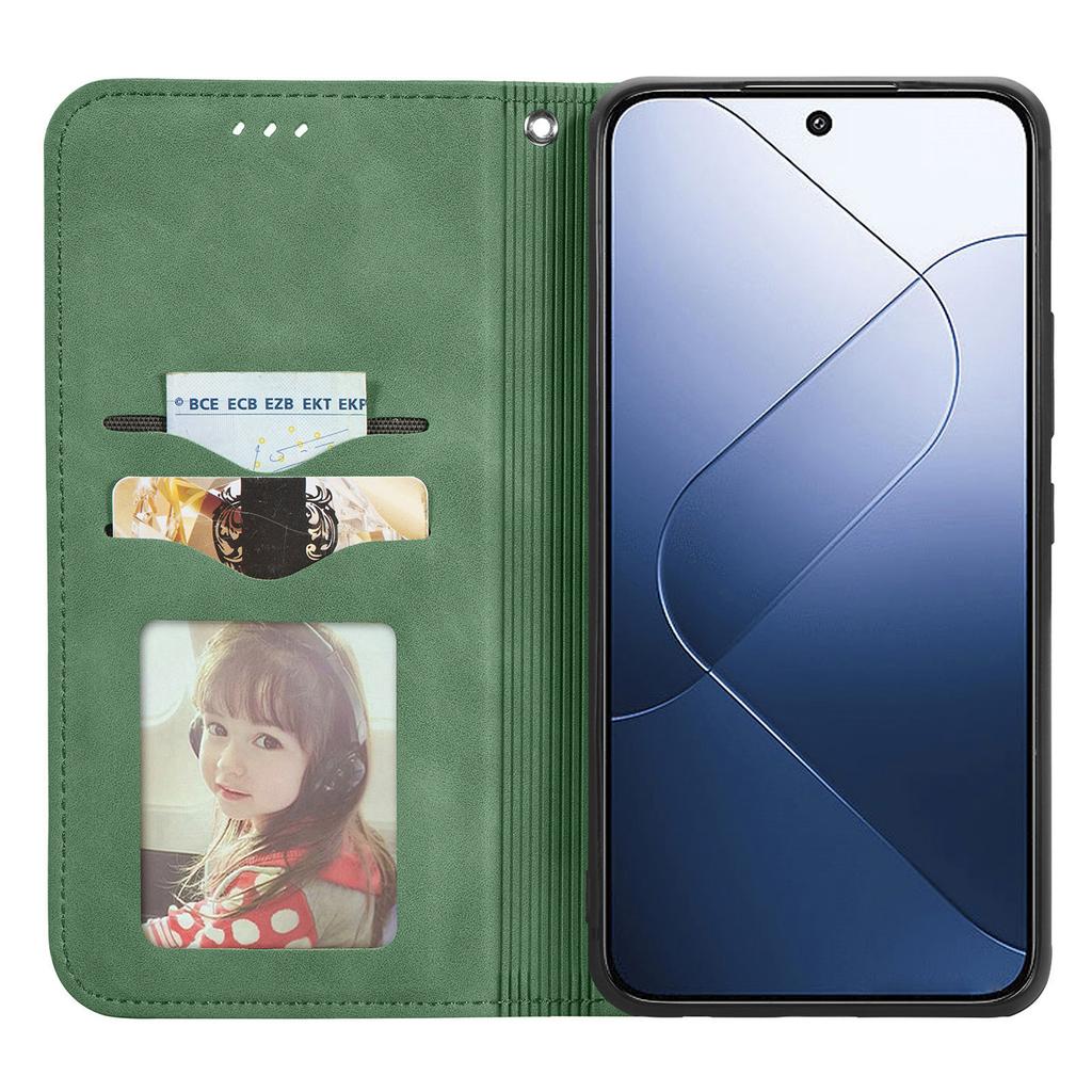 Kožené pouzdro pro Xiaomi 14T Pro s držákem na karty Magnetické absorpční pouzdro na telefon