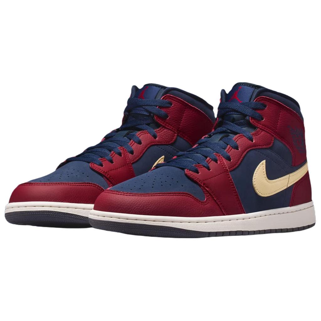 Air Jordan 1 Mid SE Team Red Obsidian Men Sneakers Pale-Vanilla IO7449-600