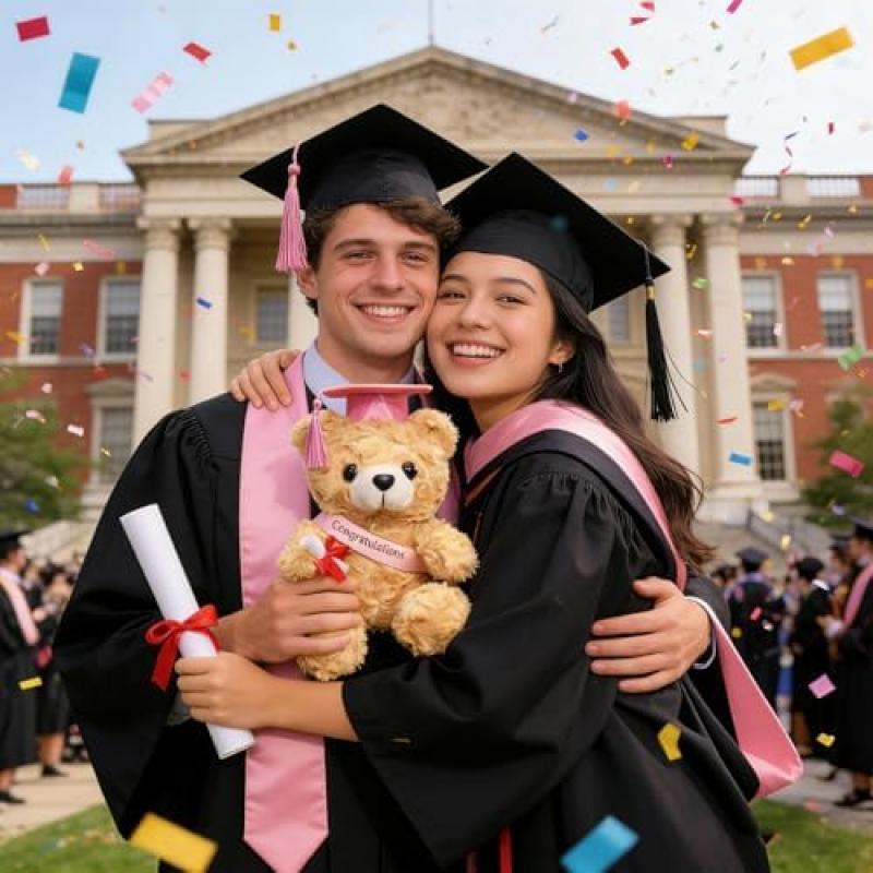Graduation Teddy Bear Plush Toy Set – Bachelor’s Degree Gift, Plush Toy To Celebrate Exam Success, Unisex Graduation Souvenir