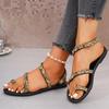 Fashion 2025 Summer Plus Size Women's Open Toe Sandals Outdoor Bling Casual Flat with Thong Sandals for New Comfortable Daily Beach
