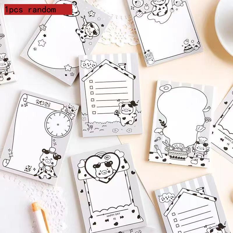 

Office School Supplies Cowboy Theater Note Pad Cute Black and White Message Material Paper Kawai Office Accessories Lovely