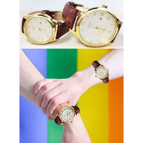 Watch Men's Business Arm Watch Men's Waterproof Brown Leather Belt Quartz Analog Stylish Classic Casual Simple Date Day of the Week Lightweight Men's