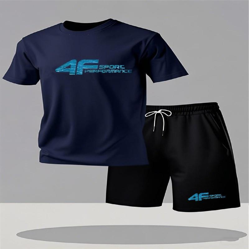 Herenpak 2-delige Set Mode Vrije Tijd Comfortabele Set Heren Inclusief T-shirts Korte Broeken Geschikt voor Sport Fitness Activiteiten Zomer