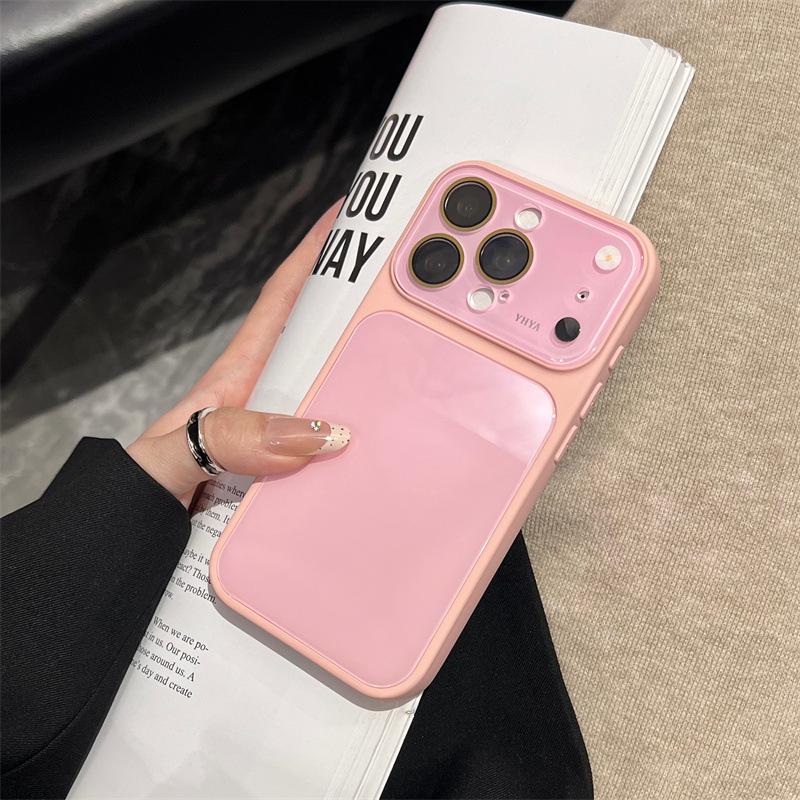 Solid Color Personalized Protective Case for iPhone 17 Pro Max with Large Glass Back Panel