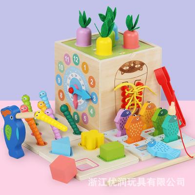 Mengzi Toy Eight-in-One Early Education Box Fishing Catch Worm Pull Radish Coin Pitching Box Target Box