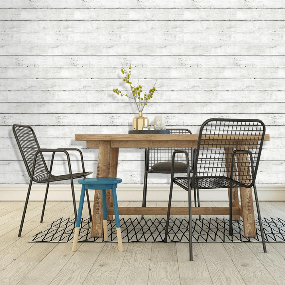 Classic White Gray Wood Paper  Self-Adhesive Removable Wood Peel and Stick Wallpaper Decorative Stick for Living Room Decoration