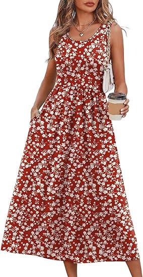 Women's clothing summer European and American neck printing pendulum sleeveless vest pocket dress