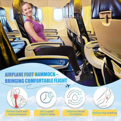 Rede para pés de avião com alça de ajuste estendida, capacidade de carga de 40 kg, acessório de viagem para rede para pés de mesa portátil