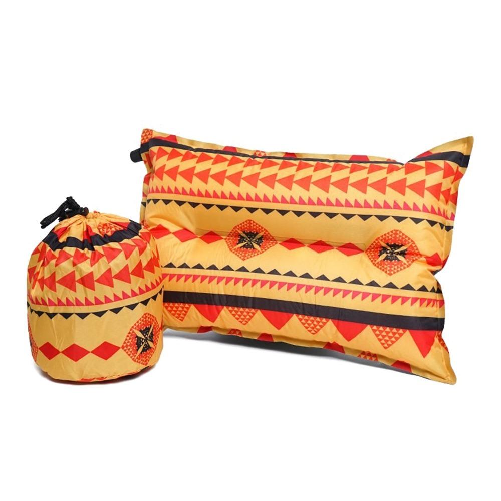 Automatic Inflatable Travel Pillow Ethnic Style Lightweight Camping Pillow Supportive Foldable Office Nap Pillow Car Travel