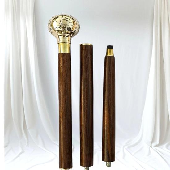

Brass Globe Head Walking Stick Antique Style Handle Canes Elegant Gift for Men Women