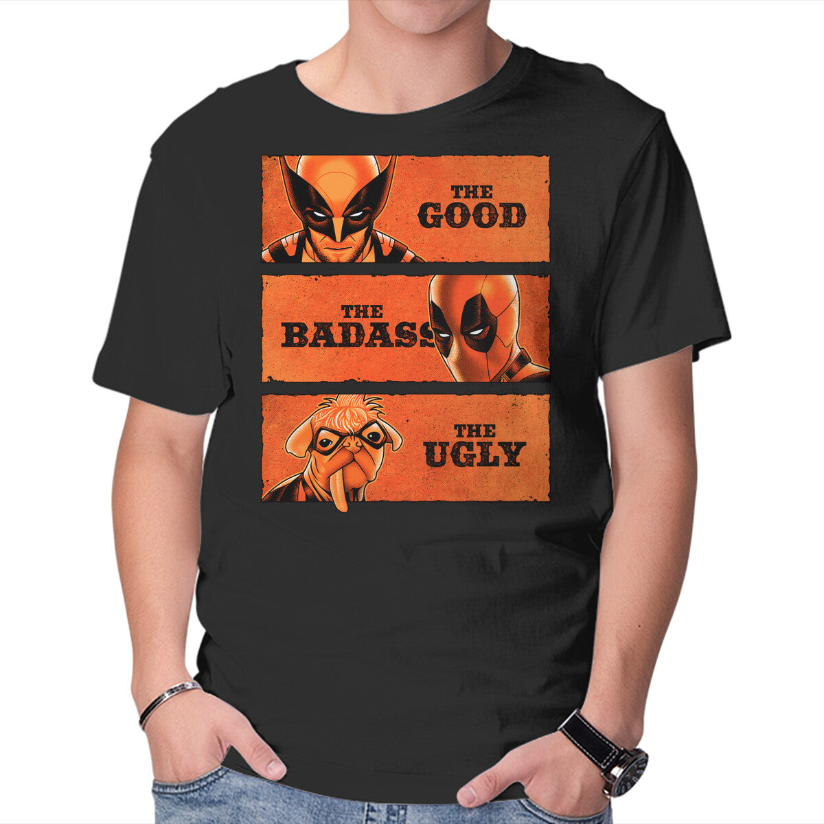Unisex Crew Neck T-Shirt The Good The Badass The Ugly Graphic Short Sleeve Casual Tee XL