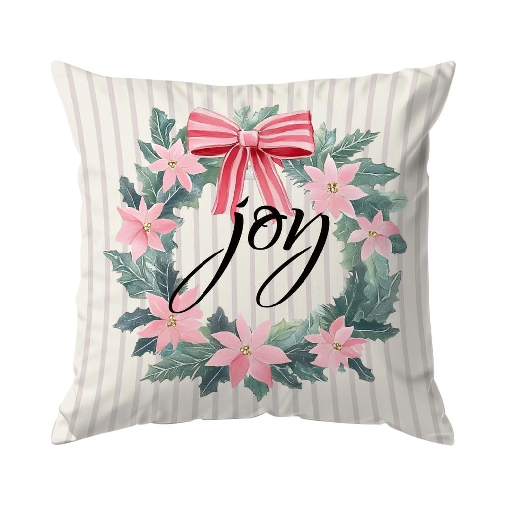 Pink Green Christmas Series Pillowcase Printed Polyester 45x45cm Throw Pillowcover Decorative Sofa Cushion Pillowslip Home Decor