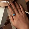 WOSTU 925 Sterling Silver Crown Blue Opal Ring With Translucent Opal For Women Party Wedding Anniversary Gift Fine Jewellery