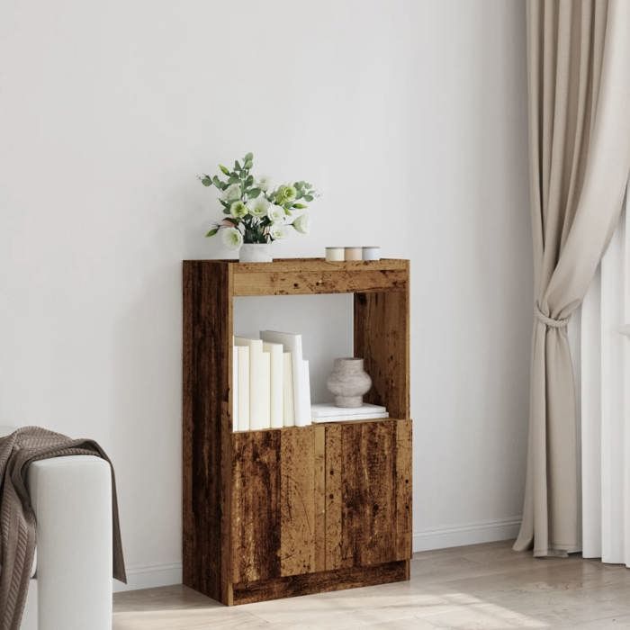 VidaXL Buffet haut vieux bois 63x33x100 cm bois d'ingénierie, armoire à livres, armoire à livres moderne, étagère à livres 855104