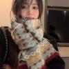Warm Jacquard Knitted Scarf Wool Winter Wool Neckerchief Retro Fair Isle Style Scarf  Autumn