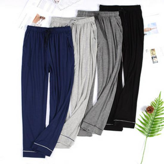 Men’s Plus Size Ice Silk Modal Pajama Pants - Casual, Loose, Long, One Piece