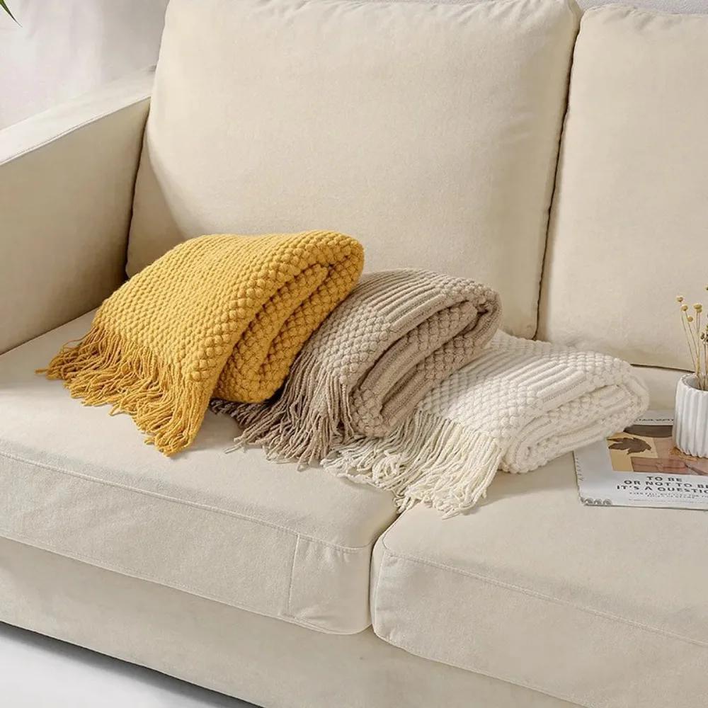Sofa Blanket Tassel Air Conditioning Nap Blanket Hotel Bed Summer Bed Tail Blanket Manta Del Sofá Para La Pausa Para El Almuerzo