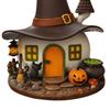Halloween Witch House Ornament, Decorative Desktop Halloween Ornaments with Black Cats Pumpkin Lanterns Magic Brooms for Party Table Decorations and