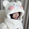 Cute Blusher Bear Scarf Soft Plush Bear Hat Gloves Cartoon   Winter