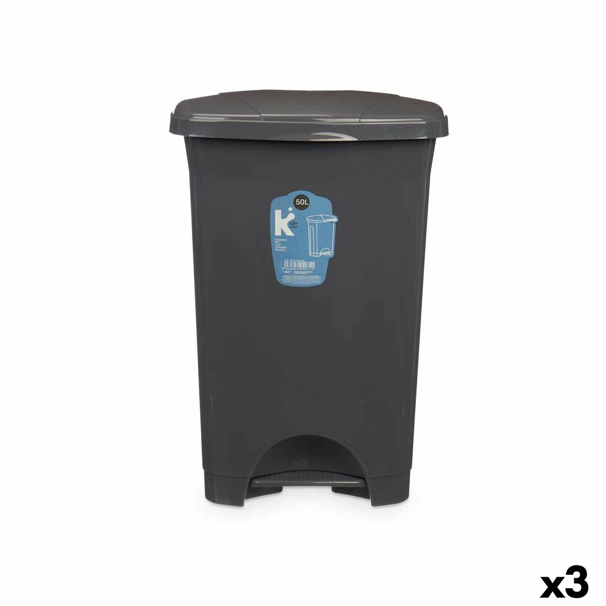 

Корзина с педалью Антрацит Пластик 50 л (3 единицы) TU прозрачный