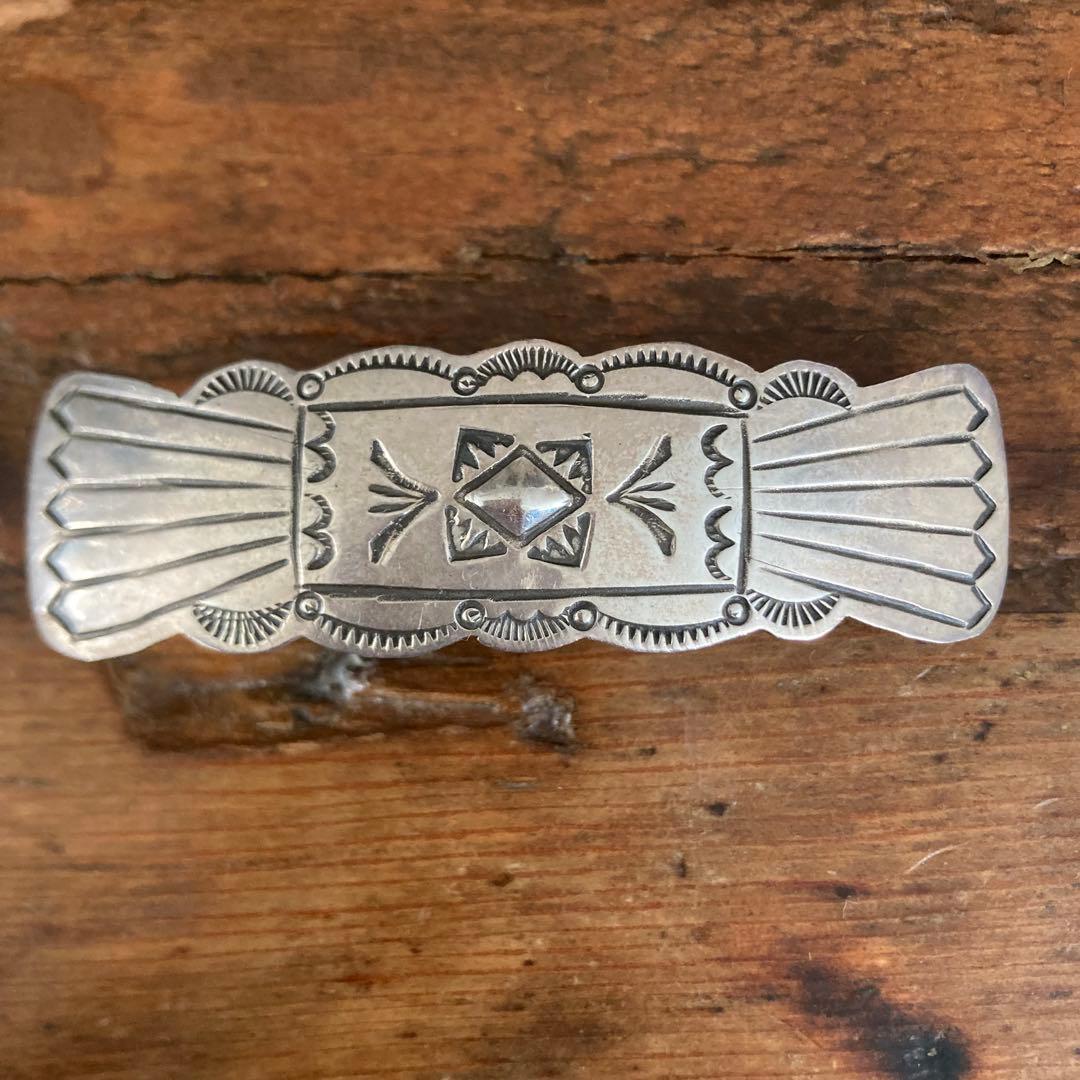 Used Indian Jewelry Navajo Silver Stamp Barrette