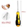 Compact Magnetic Screwdriver with Slotted SL6 and Cross PH2 Drive Types for Repair and Assembly Work with Easy Grip Handle