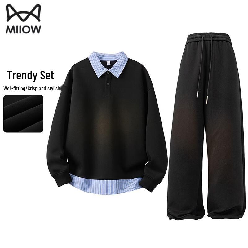 MiiOW Men s Casual Lapel Two-Piece Tracksuit XL