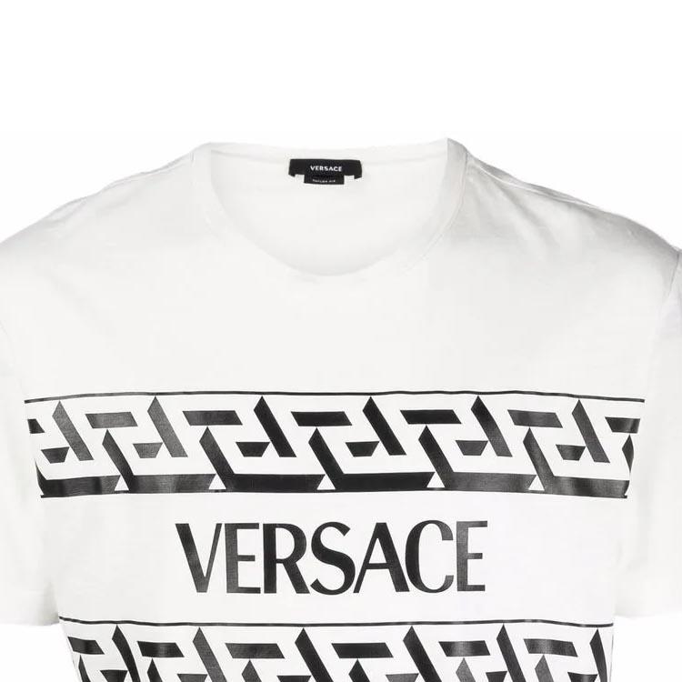 VERSACE T-Shirts Men's White Crew Neck Moderate Straight Fit 1002428-1A01780-1W000