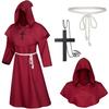Mittelalterliche Mönchshaube Umhang Zauberer Priester Kostüme Halloween Robe Zauberer Ritter Umhang Erwachsener Teenager Outfit Party Requisiten Set