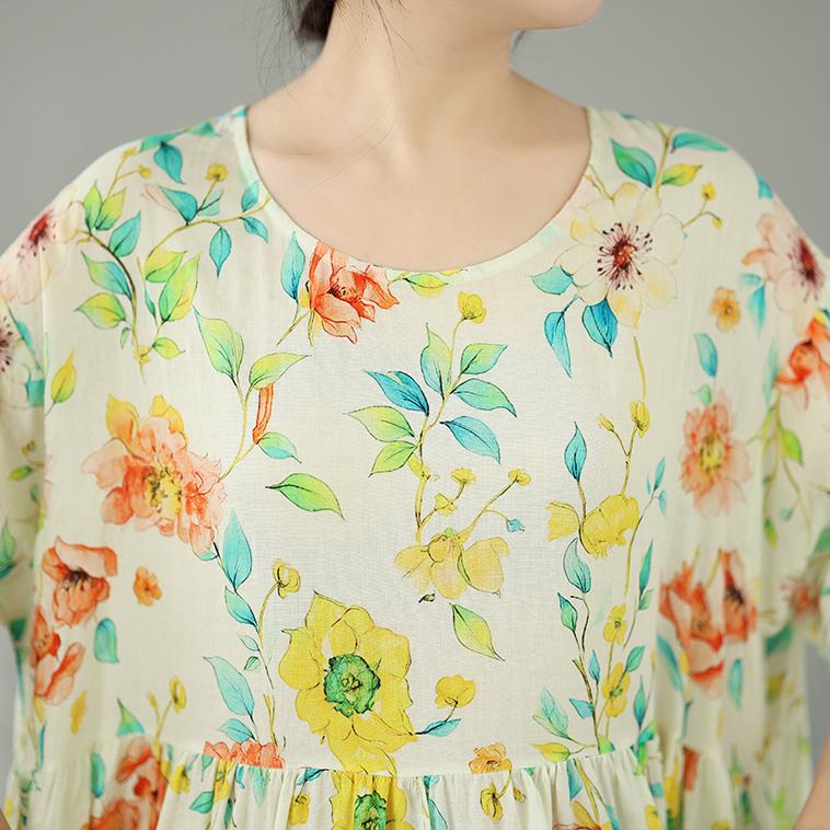 DIMANAF New 2026 Plus Size Spring Long Dress Women Summer Beach Loose Oversize Maxi Floral Print Vintage