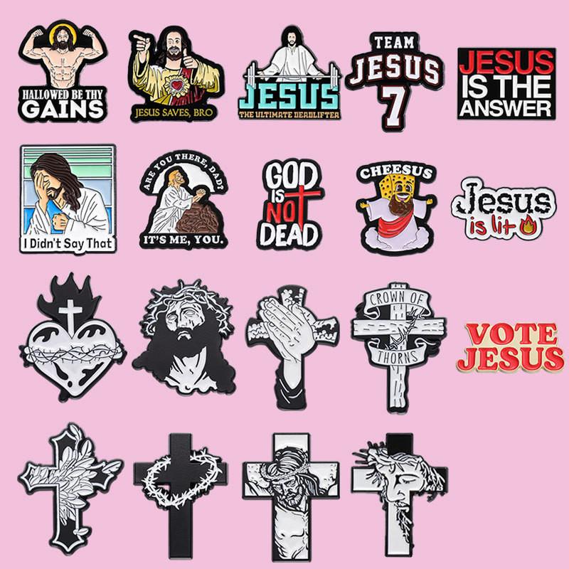 Cross Stylish Vintage Designed Brooches Unique Geometric Black And White Pins