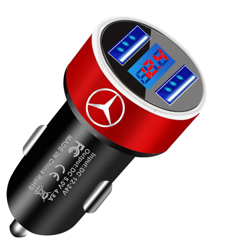 Car Charger 2 USB Ports Fast Charging Digital Display Car Accessories For Mercedes-Benz AMG W212 W220 W221 W222 W108 W126 W140 W168 W169 W176 W177