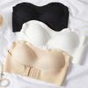 Fashion Strapless Underwear Women's Small Chest Gathered Non-slip Bra Seamless Thin Summer Front Buckle Invisible No Steel Ring Bra