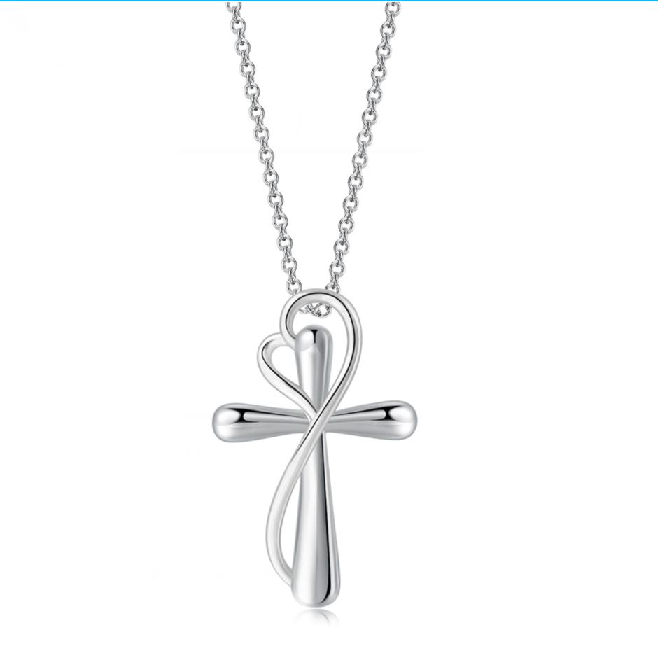 

ZHOUYANG Cross Pendants Necklace For Women Kpop Aesthetic Heart Double Color Choker Chain Wholesale Jewelry Christmas Gift N231