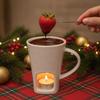 Ceramic Chocolate Fondue Mug with Fork Cheese Melting Pot Practical Butter Warmer Pot  Party
